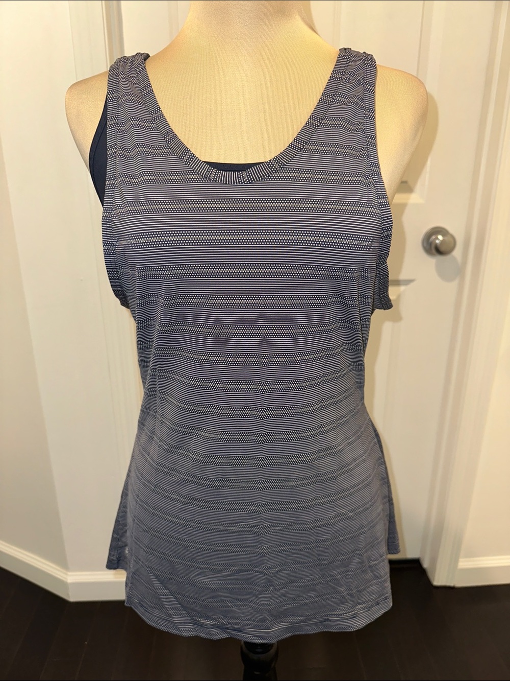 Athleta Navy Striped Scoop Neck Tank